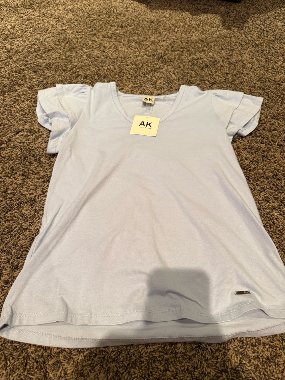 Anne Klein Light Blue Short Sleeve V-Neck Tee